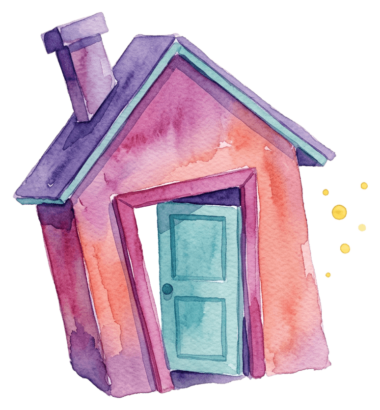 Watercolor of a crooked house — a metaphor for a system out of balance.